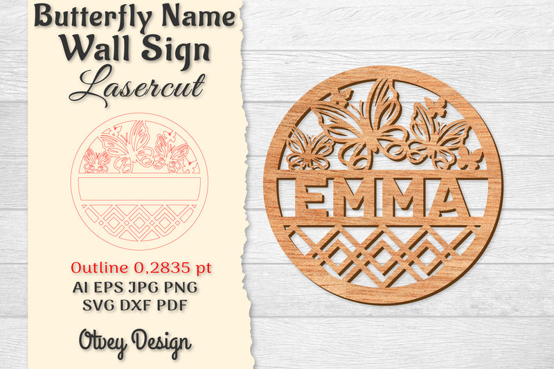 Butterfly Name Wall Art Sign SVG Bundle 3 - CraftNest - Digital Crafting and Art