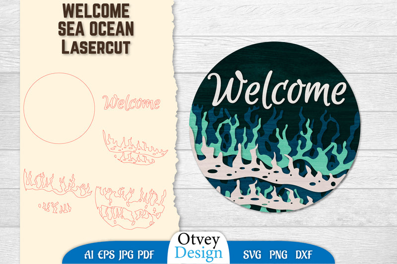 Welcome Sea Wave 3D Layered Lasercut SVG Bundle 3 - CraftNest - Digital Crafting and Art