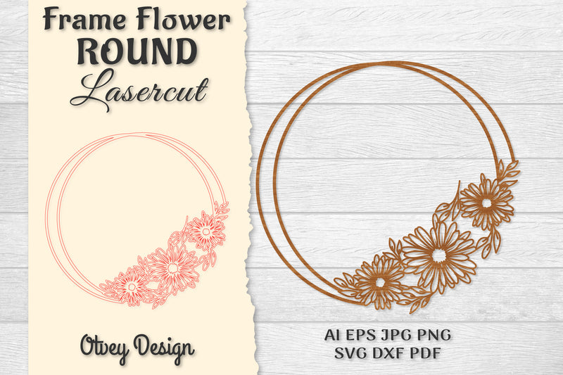 Frame Flower Round Lasercut SVG Bundle 3 - CraftNest - Digital Crafting and Art