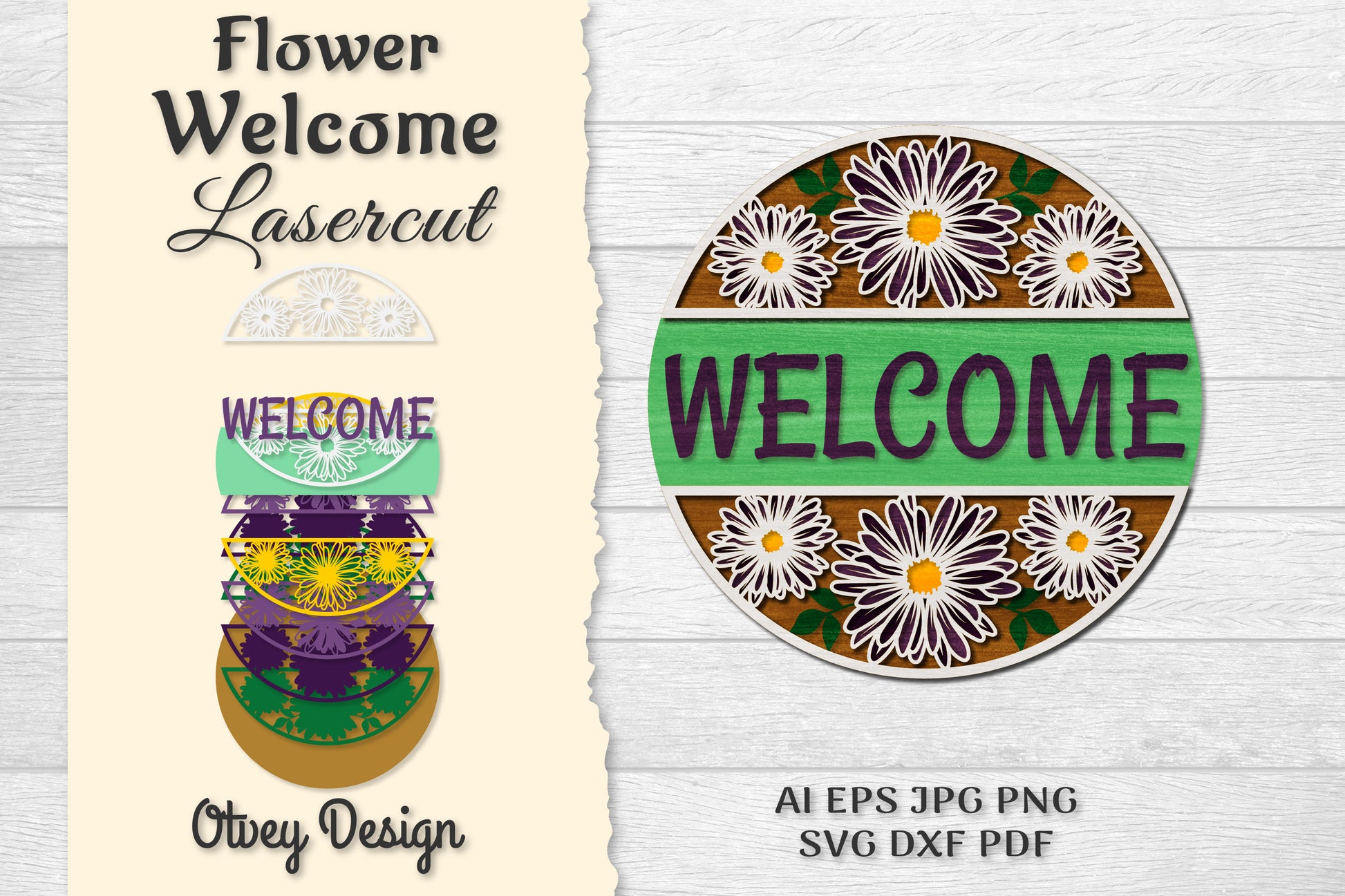Flower Welcome Lasercut SVG Bundle 9 - CraftNest - Digital Crafting and Art