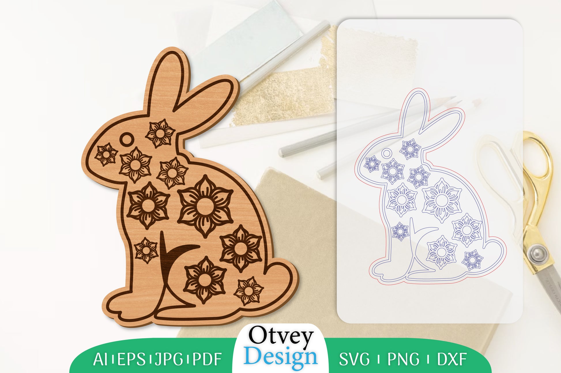 Rabbit Flower Lasercut SVG Bundle 3 - CraftNest - Digital Crafting and Art