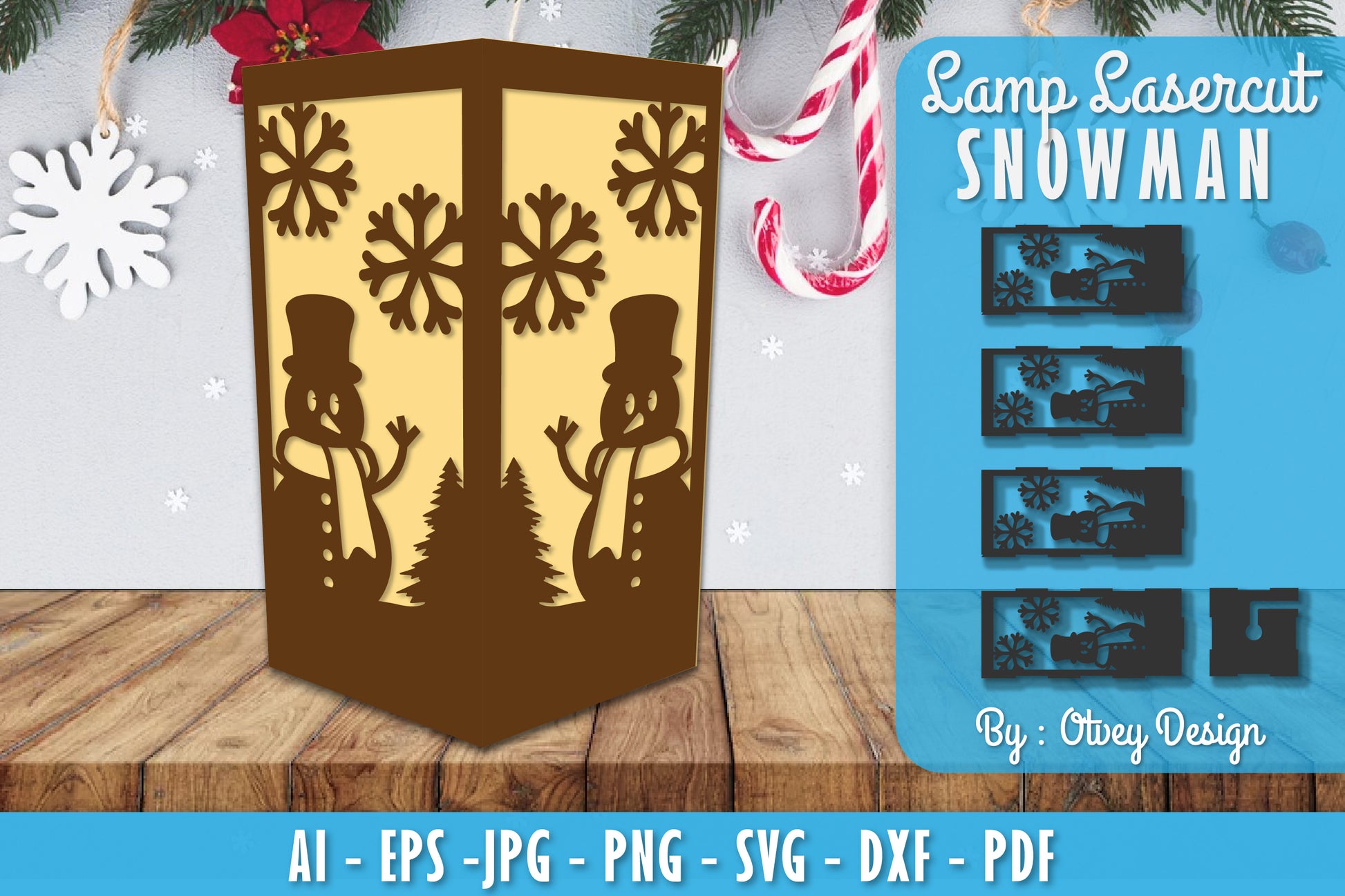 Snowman Lamp Lasercut SVG Bundle 4 - CraftNest - Digital Crafting and Art