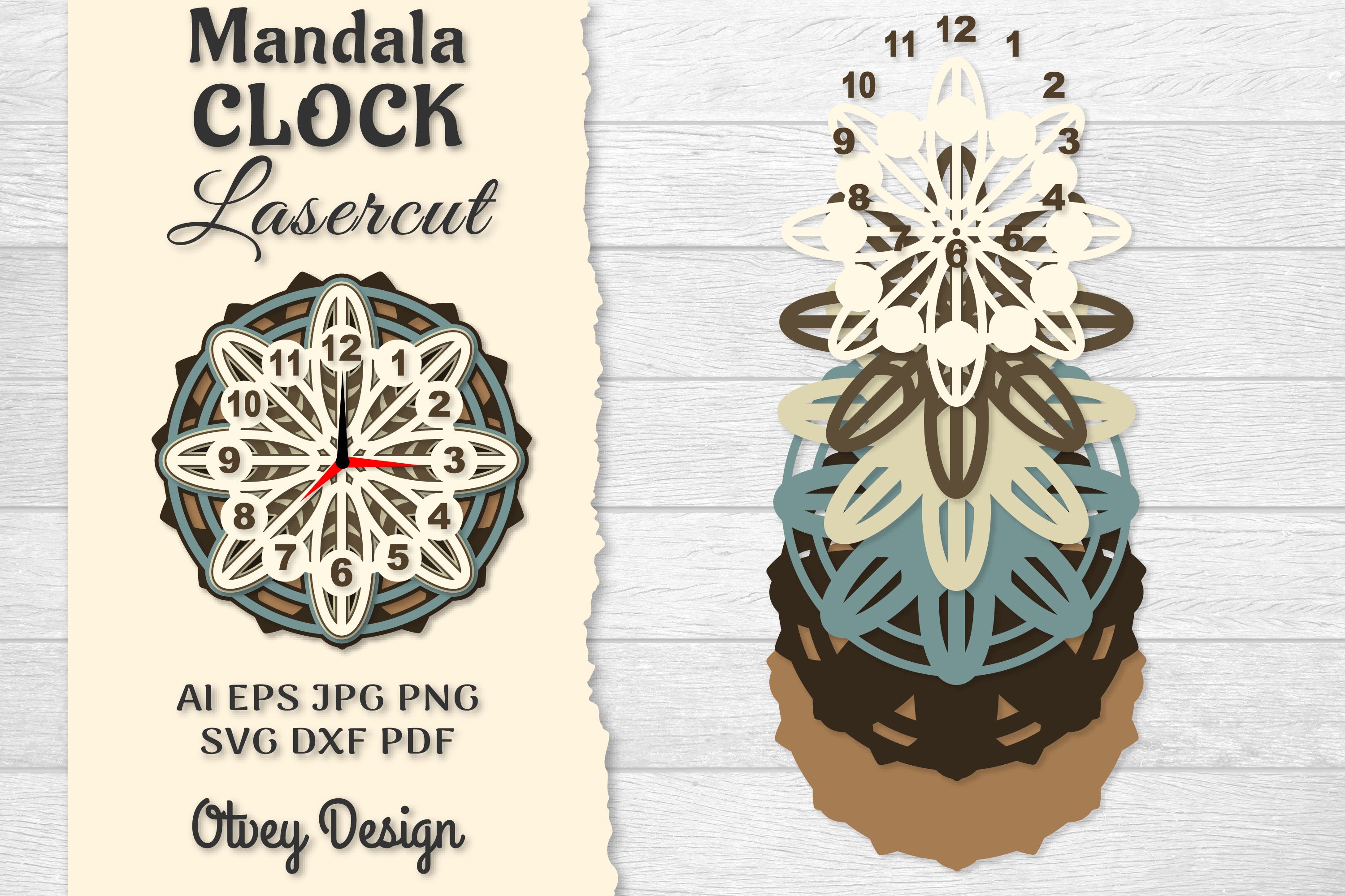 Clock Mandala Lasercut SVG Bundle 4 - CraftNest - Digital Crafting and Art