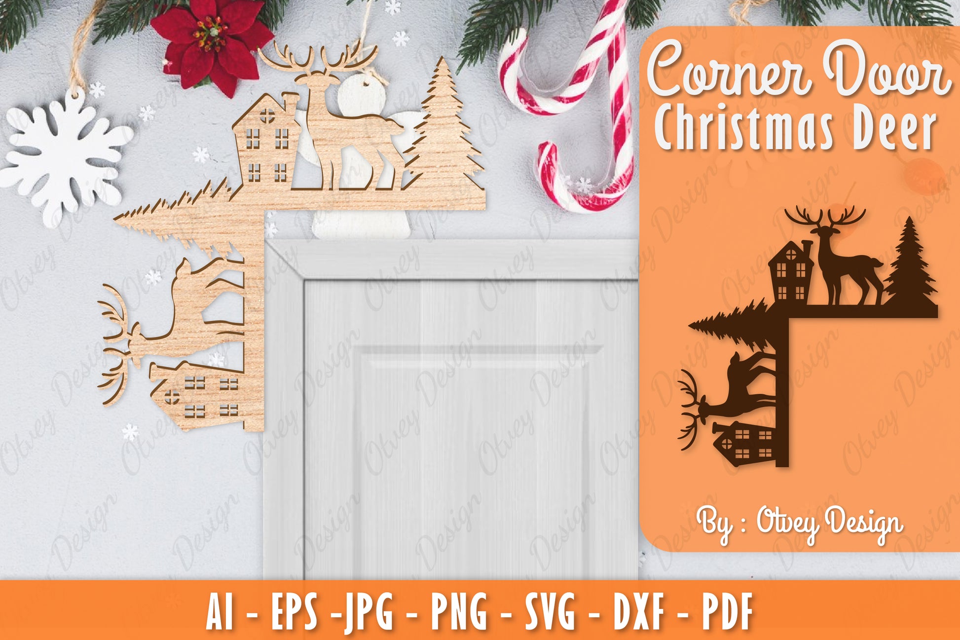 Christmas Deer Door Corner Lasercut SVG Bundle 15 - CraftNest - Digital Crafting and Art