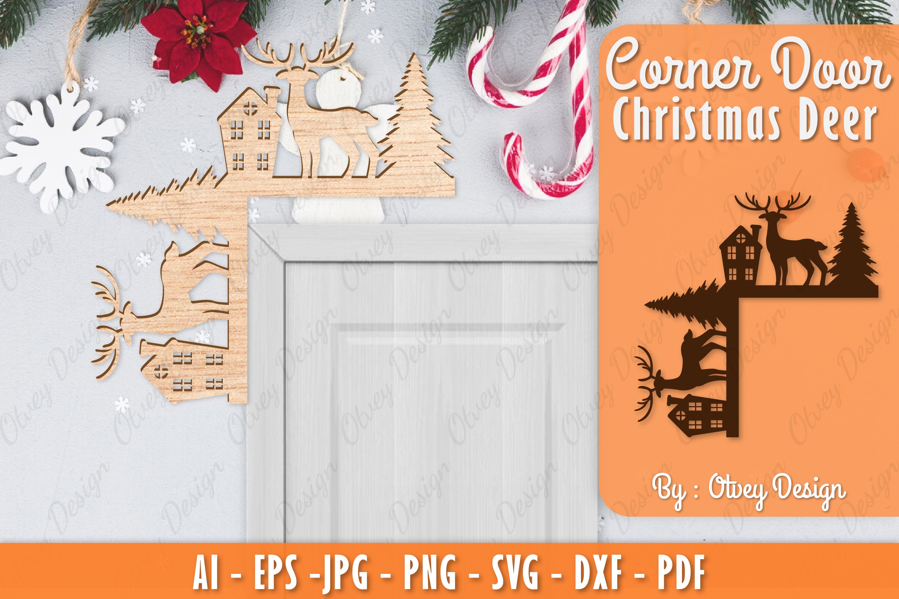 Christmas Deer Door Corner Lasercut SVG Bundle 15 - CraftNest - Digital Crafting and Art