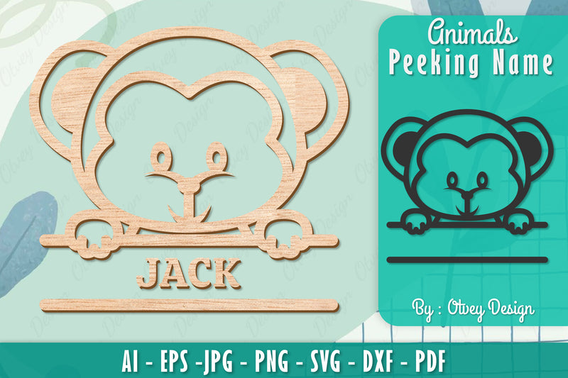 Animals Peeking Name Sign SVG Bundle 10 - CraftNest - Digital Crafting and Art