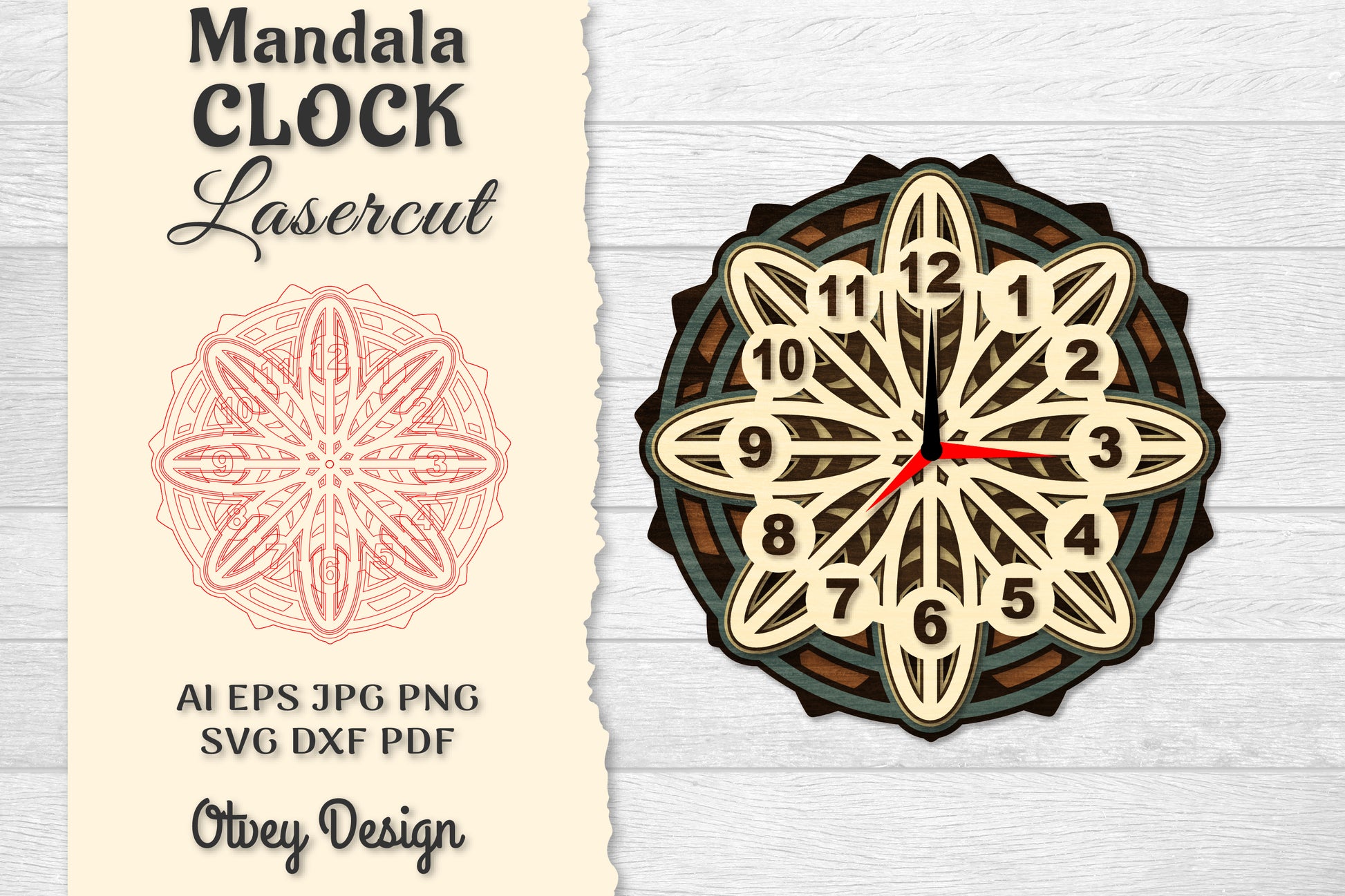 Clock Mandala Lasercut SVG Bundle 4 - CraftNest - Digital Crafting and Art