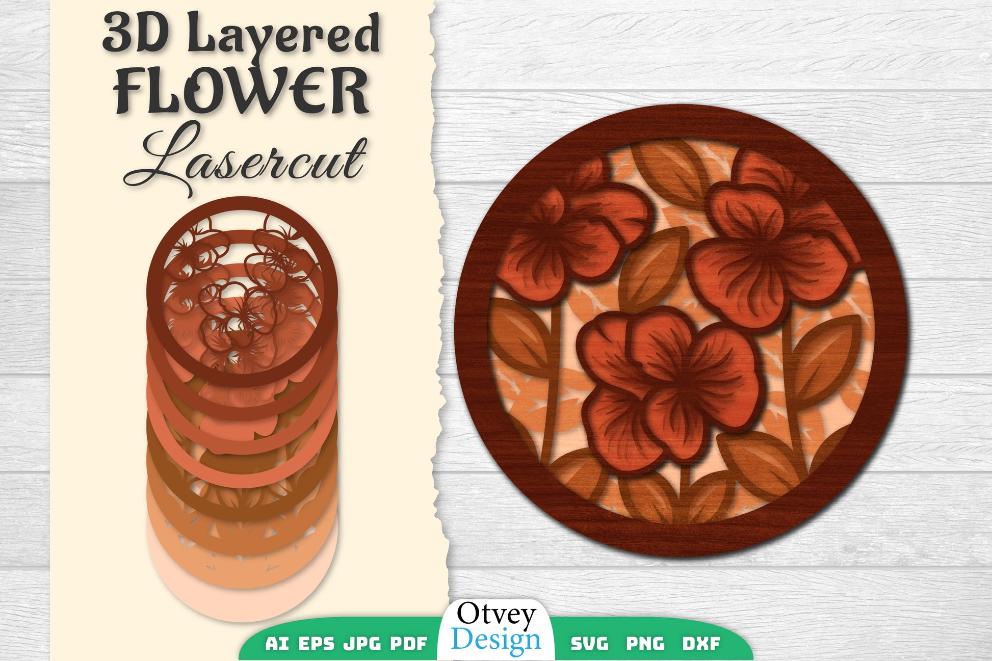 Flower 3D Layered Lasercut SVG Bundle 3 - CraftNest - Digital Crafting and Art