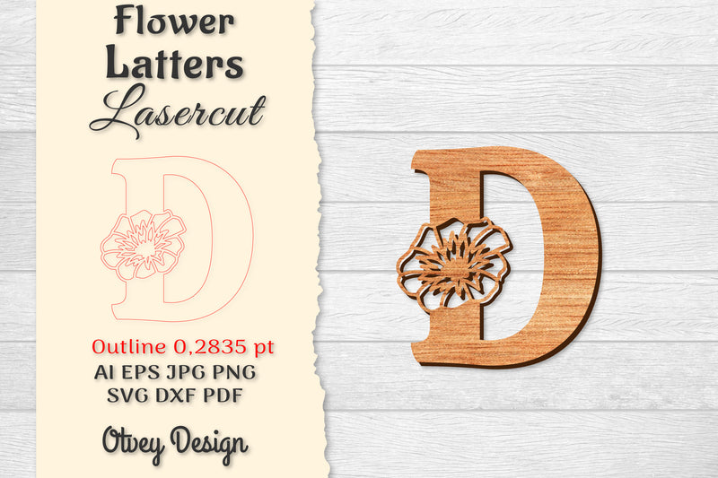 Flower Letters Laser Cut SVG Bundle 23 - CraftNest - Digital Crafting and Art