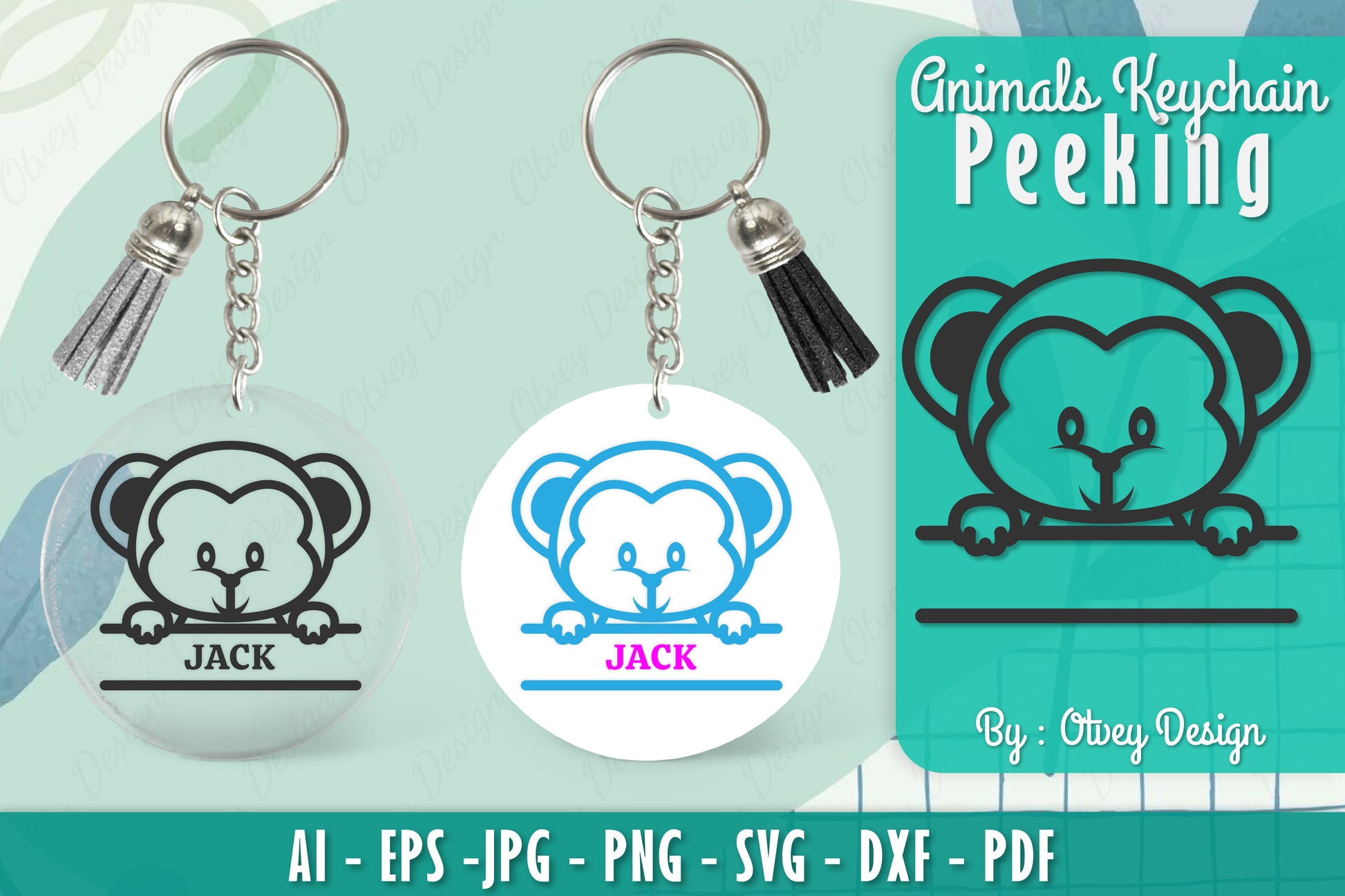 Animals Peeking Keychain SVG Bundle 10 - CraftNest - Digital Crafting and Art