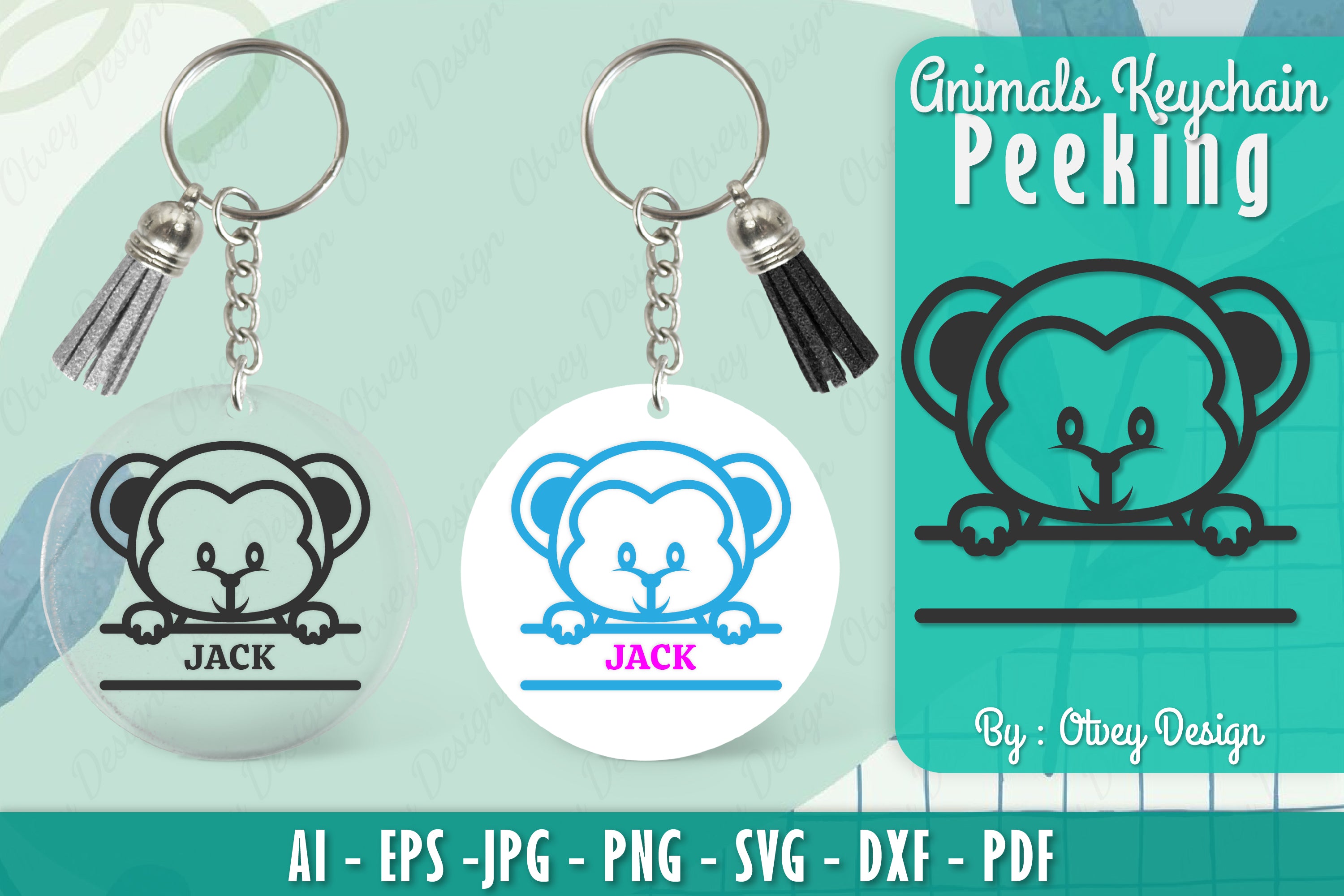 Animals Peeking Keychain SVG Bundle 10 - CraftNest - Digital Crafting and Art
