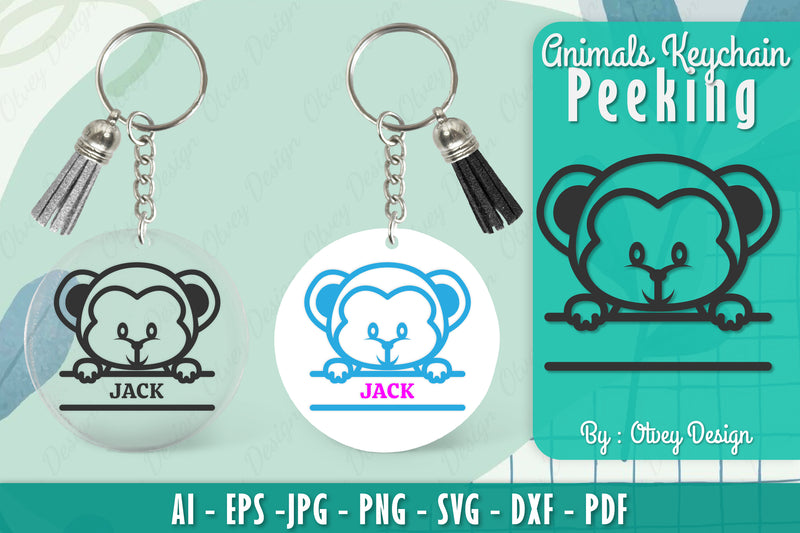 Animals Peeking Keychain SVG Bundle 10 - CraftNest - Digital Crafting and Art