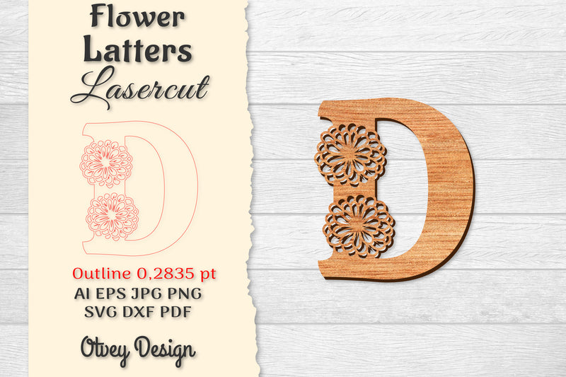 Flower Letters Laser Cut SVG Bundle 39 - CraftNest - Digital Crafting and Art
