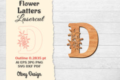 Flower Letters Laser Cut SVG Bundle 52 - CraftNest - Digital Crafting and Art