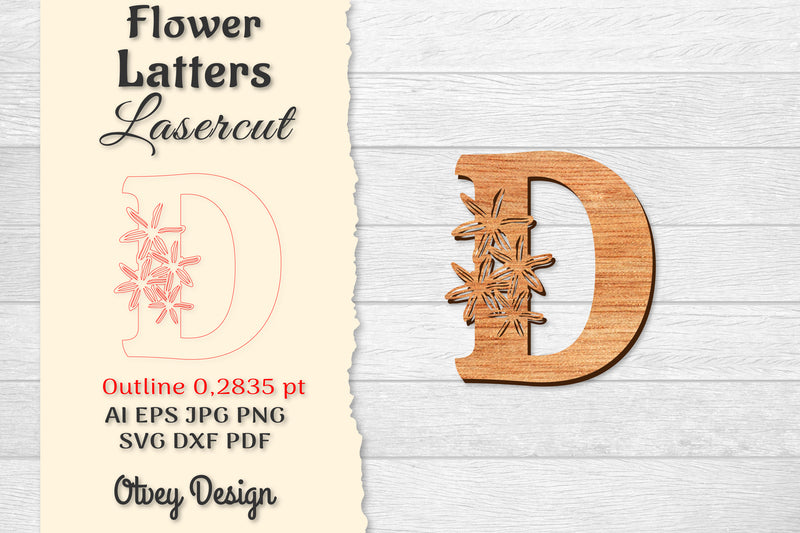 Flower Letters Laser Cut SVG Bundle 52 - CraftNest - Digital Crafting and Art