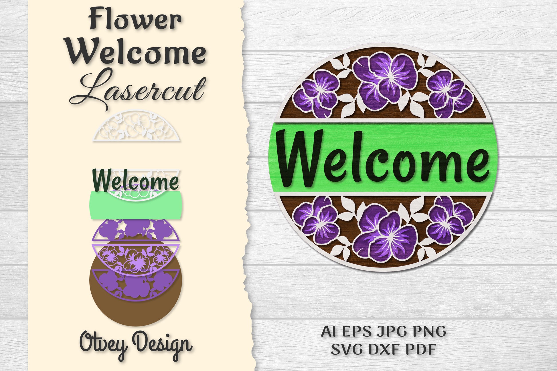 Flower Welcome Lasercut SVG Bundle 10 - CraftNest - Digital Crafting and Art