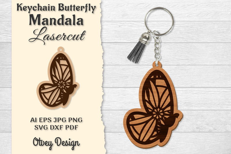 Butterfly Mandala Keychain SVG Bundle 12 - CraftNest - Digital Crafting and Art