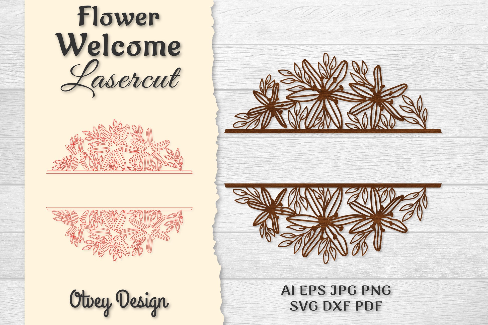 Flower Welcome Slip Lasercut SVG Bundle 4 - CraftNest - Digital Crafting and Art