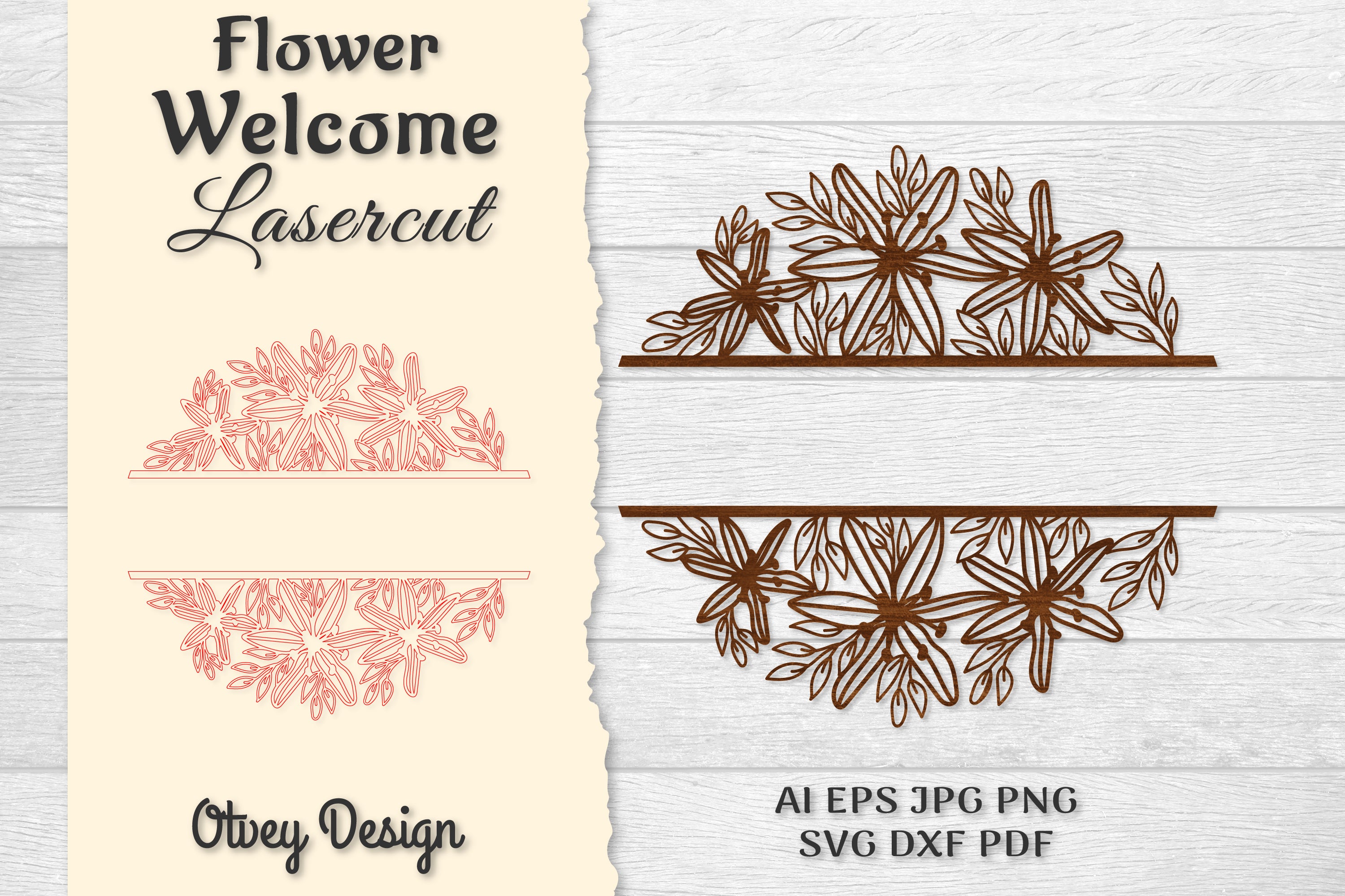 Flower Welcome Slip Lasercut SVG Bundle 4 - CraftNest - Digital Crafting and Art