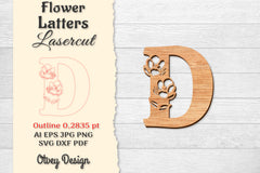 Flower Letters Laser Cut File SVG Bundle 95 - CraftNest - Digital Crafting and Art