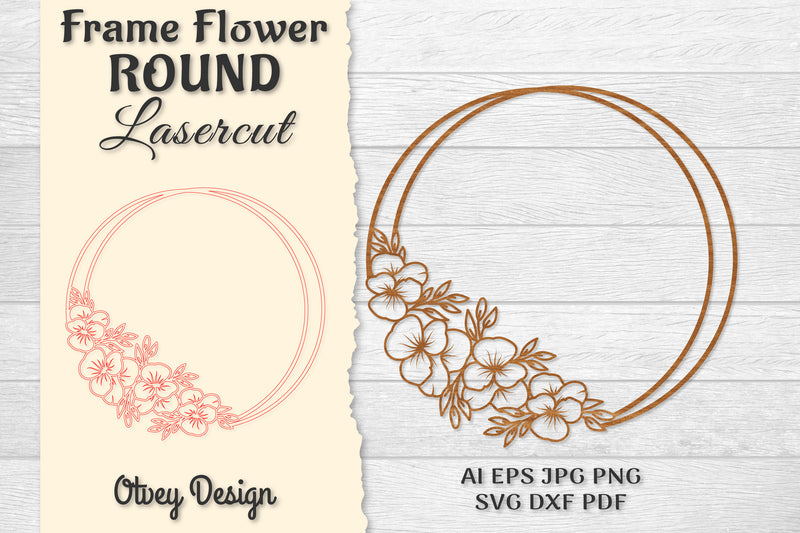 Frame Flower Round Lasercut SVG Bundle 4 - CraftNest - Digital Crafting and Art