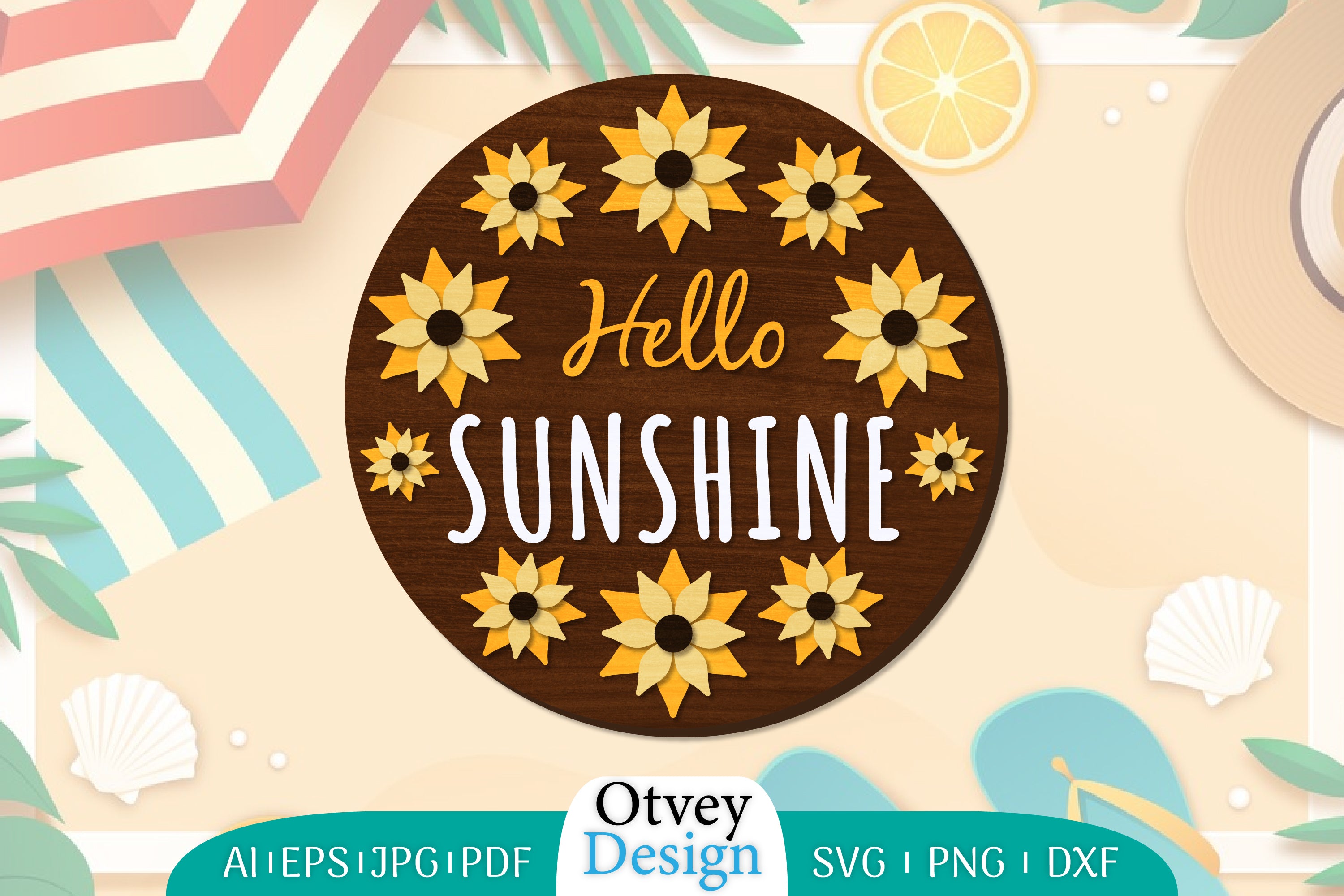 Summer Round Door Hanger SVG Bundle 7 - CraftNest - Digital Crafting and Art