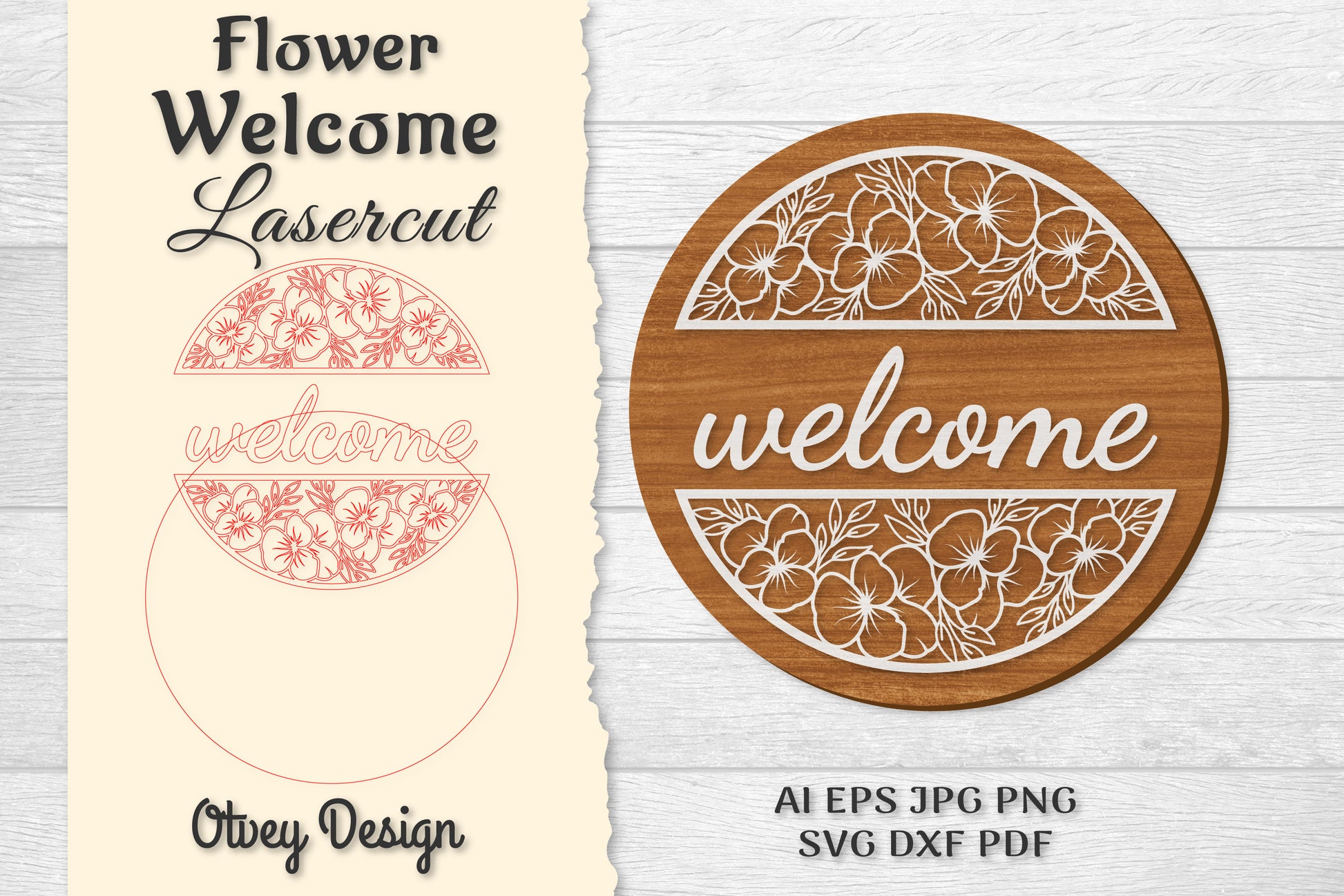 Flower Welcome Lasercut SVG Bundle 411 - CraftNest - Digital Crafting and Art