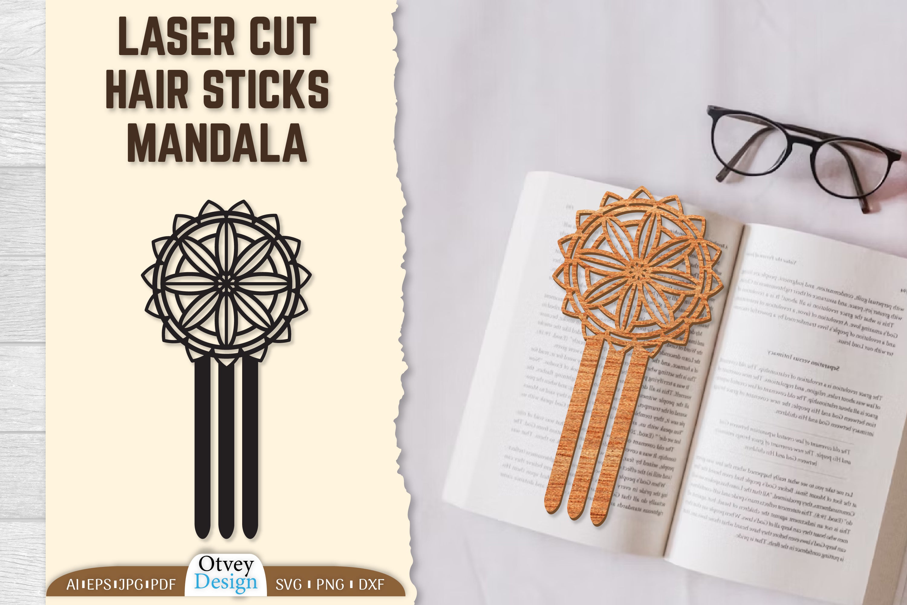 Laser Cut Mandala Hair Sticks SVG Bundle 3 - CraftNest - Digital Crafting and Art