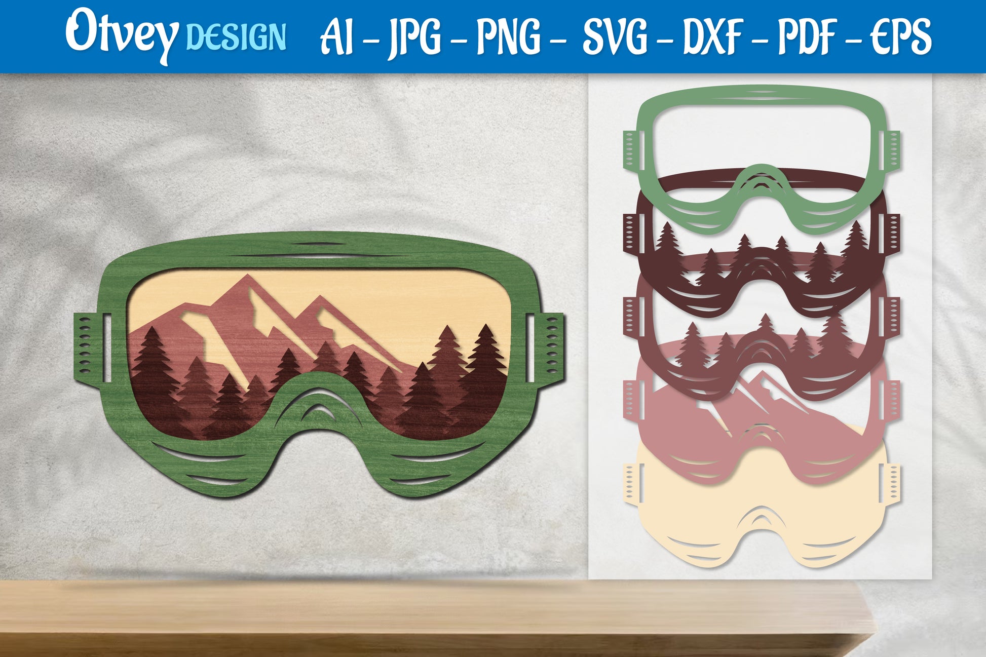 Mountain Scene Goggles Layered Lasercut SVG Bundle 5 - CraftNest - Digital Crafting and Art