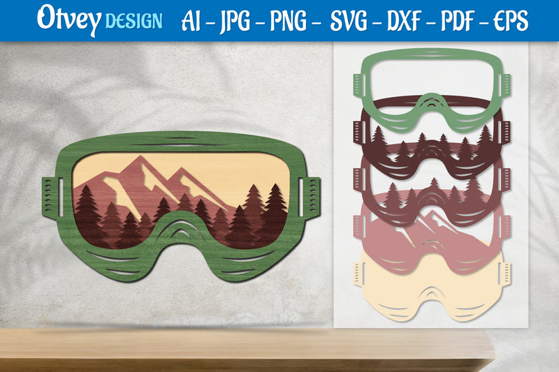 Mountain Scene Goggles Layered Lasercut SVG Bundle 5 - CraftNest - Digital Crafting and Art