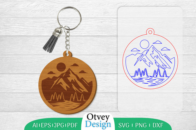 Keychain Sunset Mountain Lasercut SVG Bundle 22 - CraftNest - Digital Crafting and Art