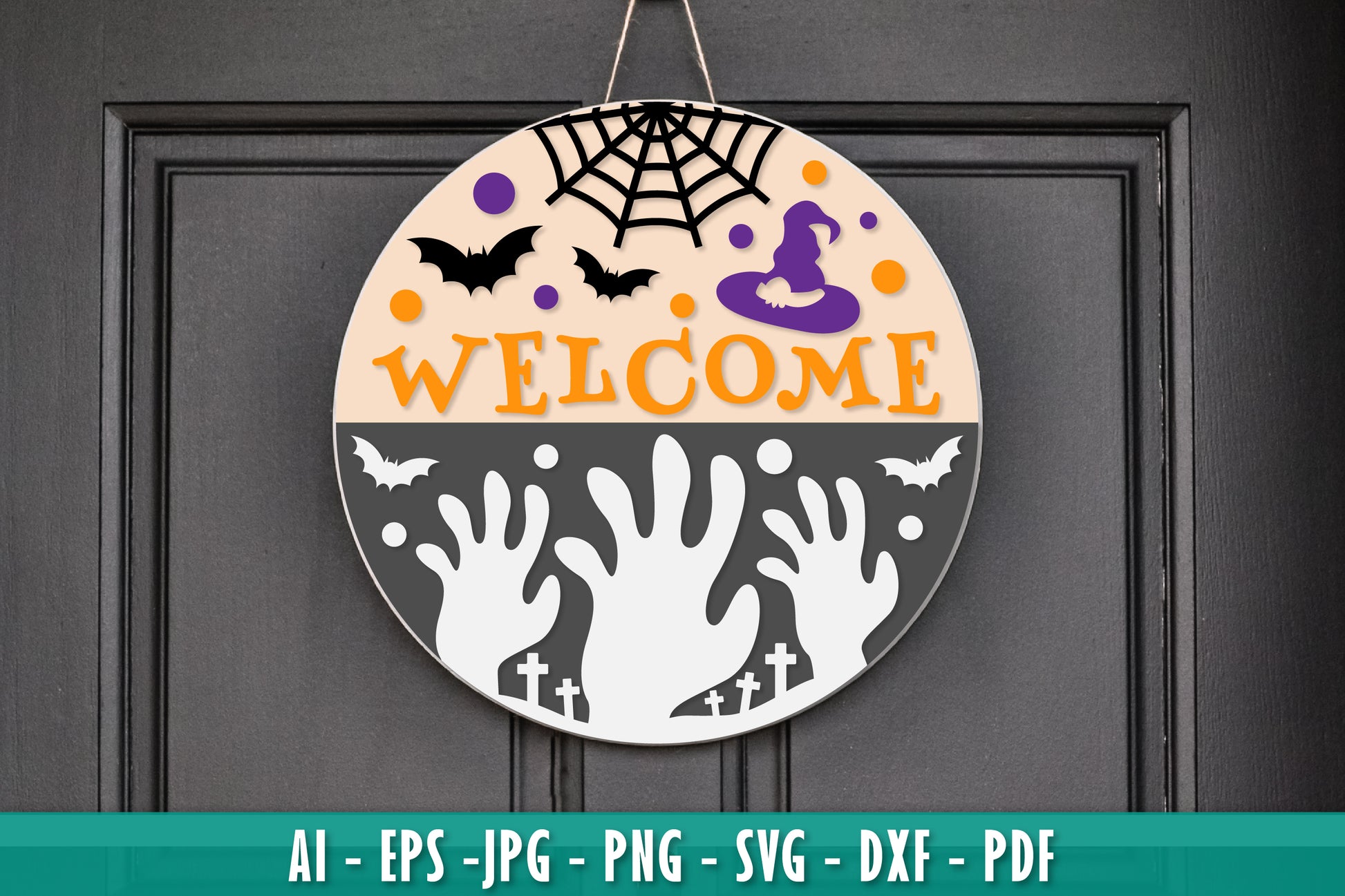 Halloween Round Wall Hanger Decoration SVG Bundle 7 - CraftNest - Digital Crafting and Art