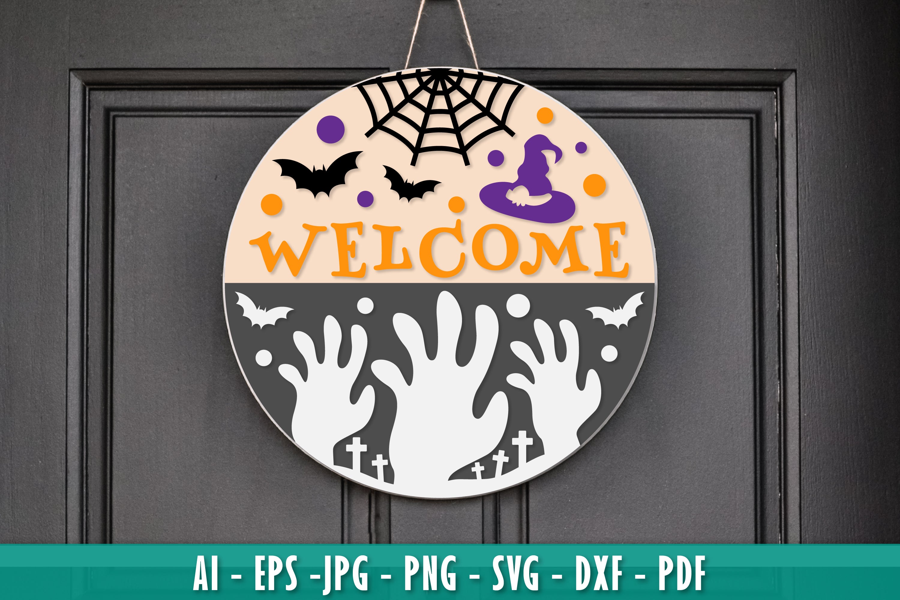 Halloween Round Wall Hanger Decoration SVG Bundle 7 - CraftNest - Digital Crafting and Art