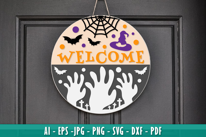 Halloween Round Wall Hanger Decoration SVG Bundle 7 - CraftNest - Digital Crafting and Art