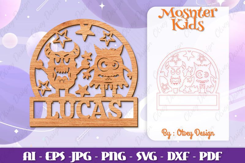 Monsters Kids Name Sign Lasercut SVG Bundle 4 - CraftNest - Digital Crafting and Art