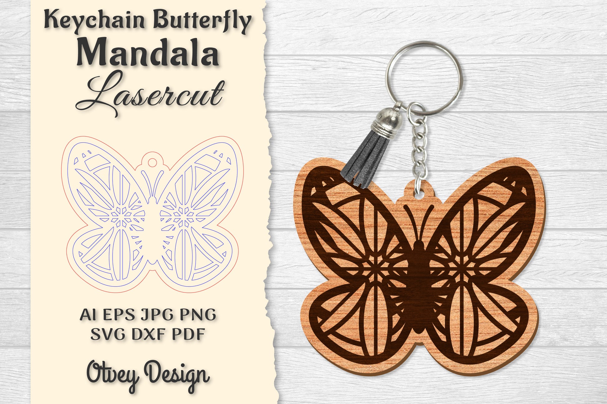Butterfly Mandala Keychain SVG Bundle 4 - CraftNest - Digital Crafting and Art
