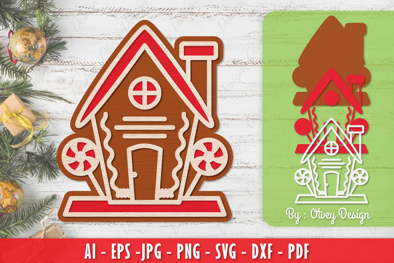 Gingerbread House Laser Cut Merry Christmas SVG Bundle 7 - CraftNest - Digital Crafting and Art