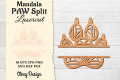 Paw Mandala Split Lasercut SVG Bundle 12 - CraftNest - Digital Crafting and Art
