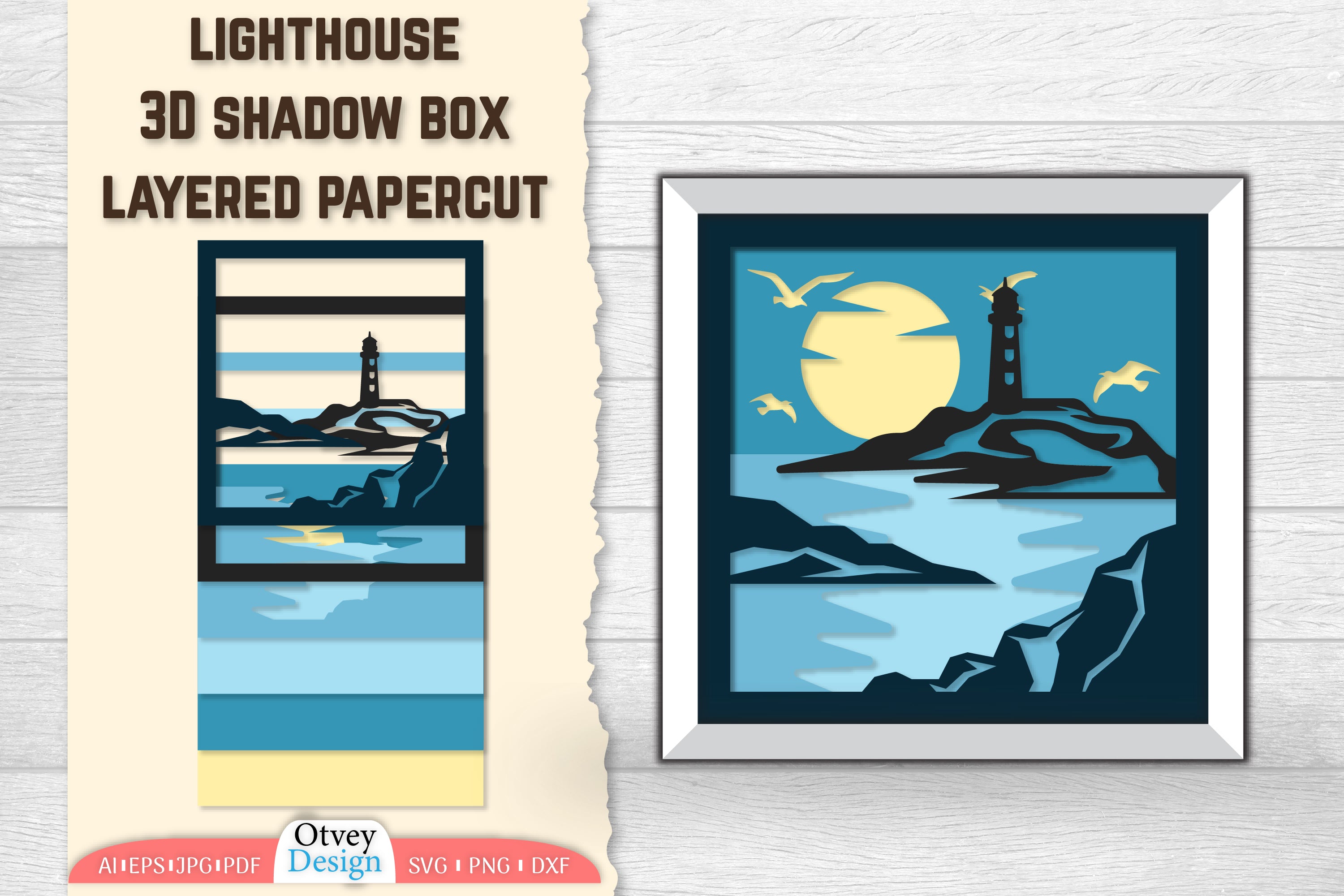 Lighthouse 3D Shadowbox Layered SVG Bundle 3 - CraftNest - Digital Crafting and Art
