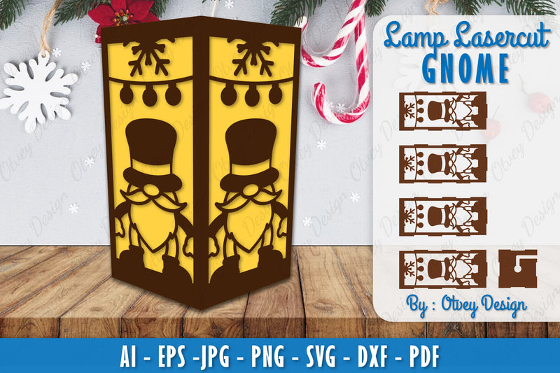 Christmas Gnome Lamp Lasercut SVG Bundle 4 - CraftNest - Digital Crafting and Art