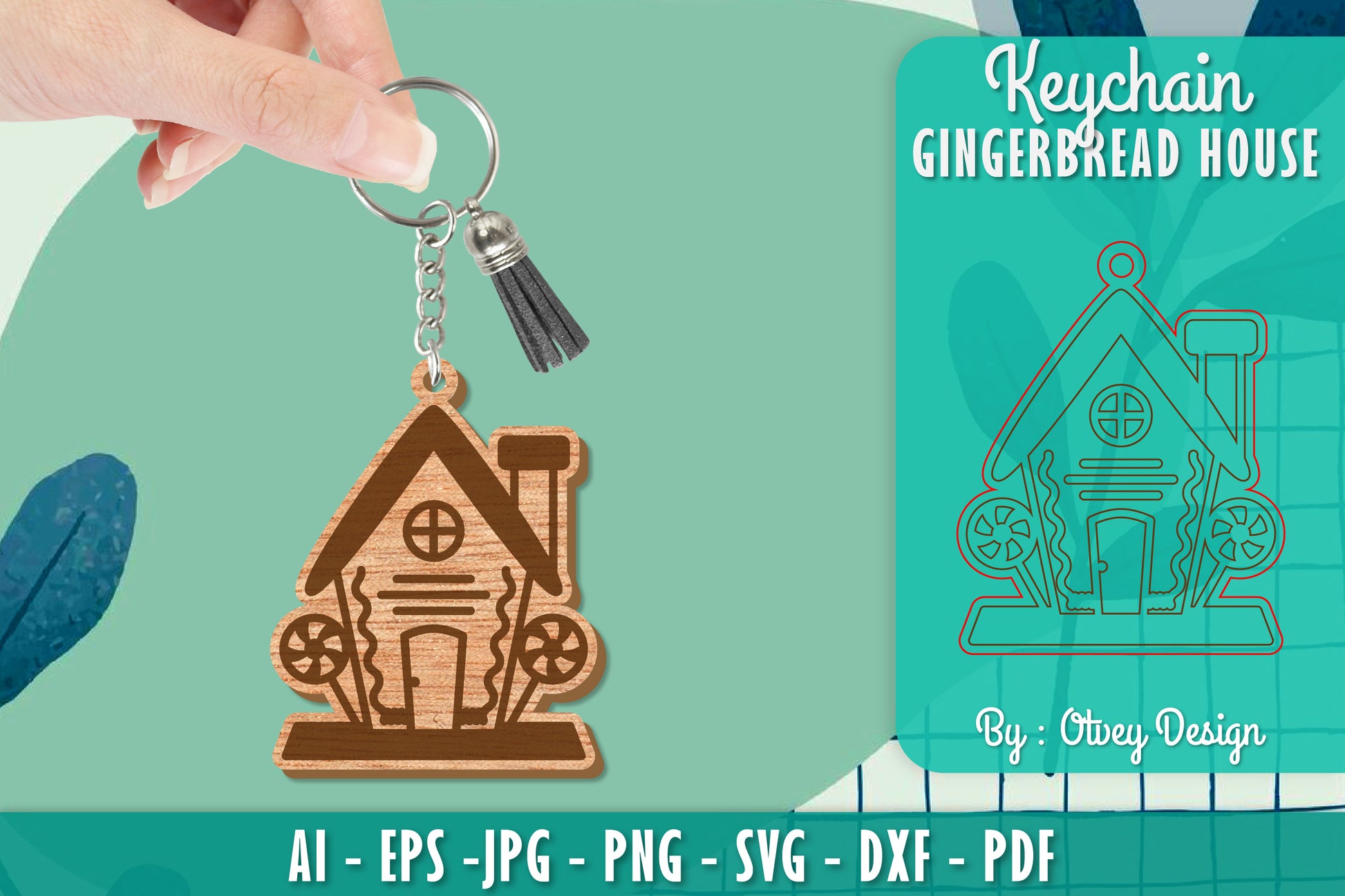Gingerbread House Keychain Laser Cut SVG Bundle 6 - CraftNest - Digital Crafting and Art