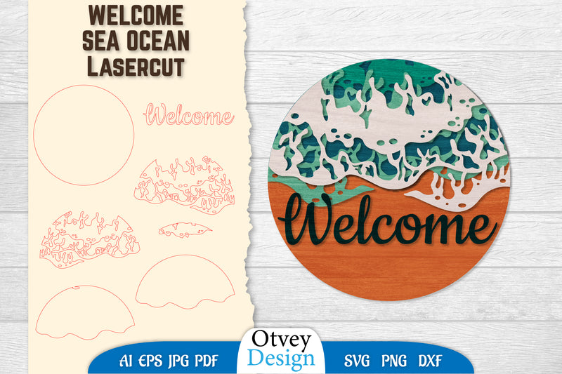 Welcome Sea Wave 3D Layered Lasercut SVG Bundle 4 - CraftNest - Digital Crafting and Art