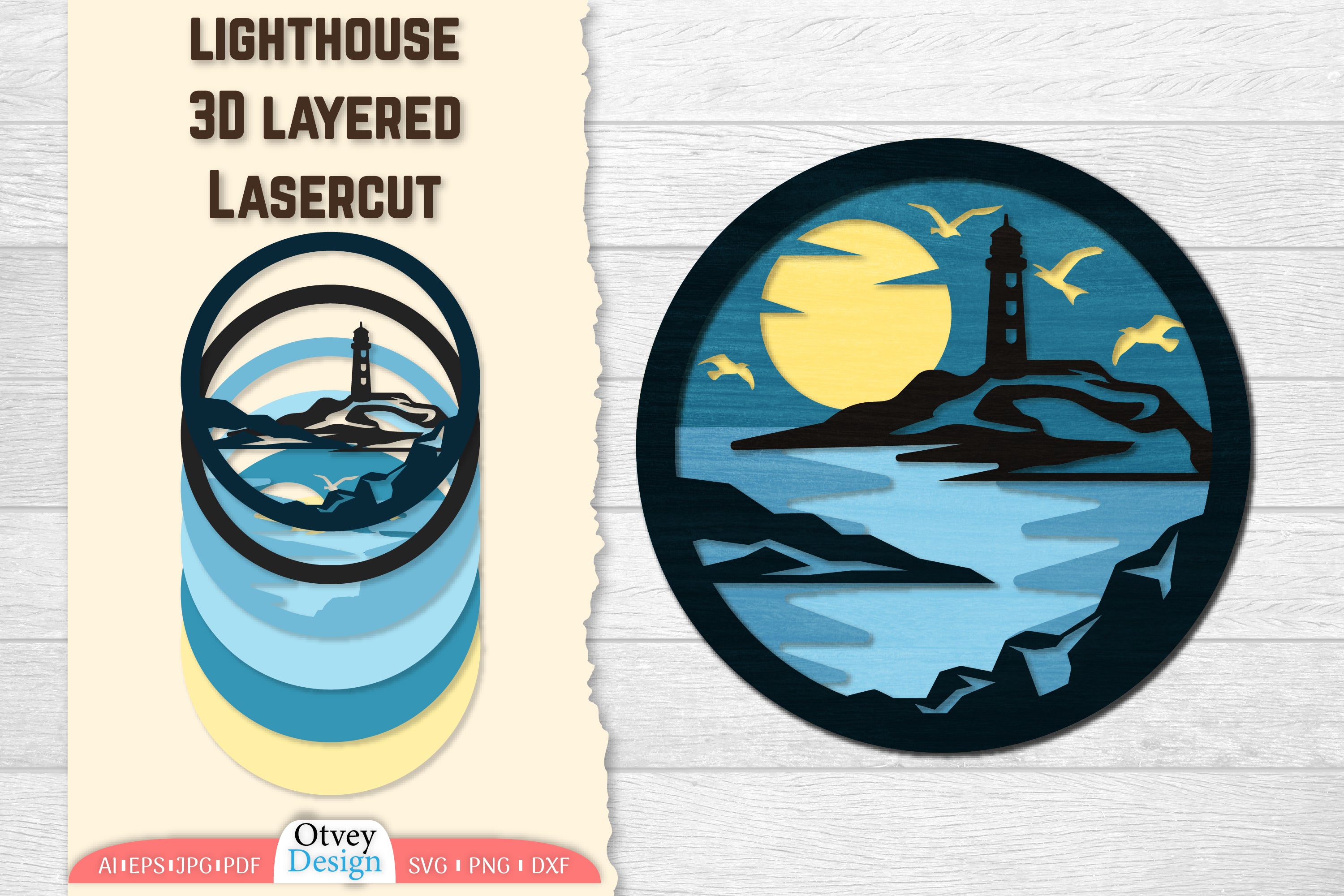 Lighthouse 3D Layered Lasercut SVG Bundle 3 - CraftNest - Digital Crafting and Art