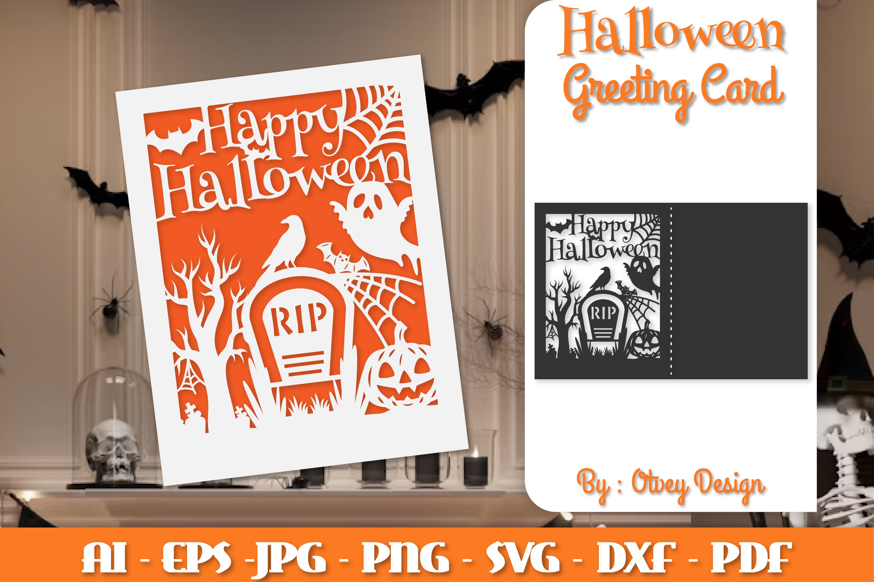 Halloween Scene Greeting Card SVG Bundle