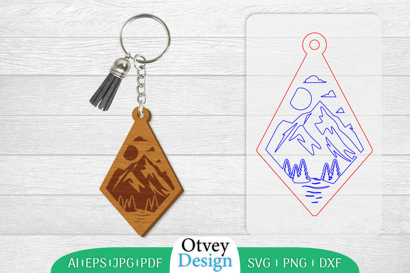 Keychain Sunset Mountain Lasercut SVG Bundle 47 - CraftNest - Digital Crafting and Art