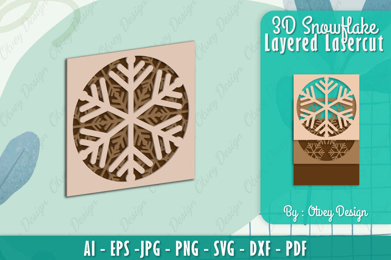 Snowflake 3D Layered Lasercut SVG Bundle 11 - CraftNest - Digital Crafting and Art
