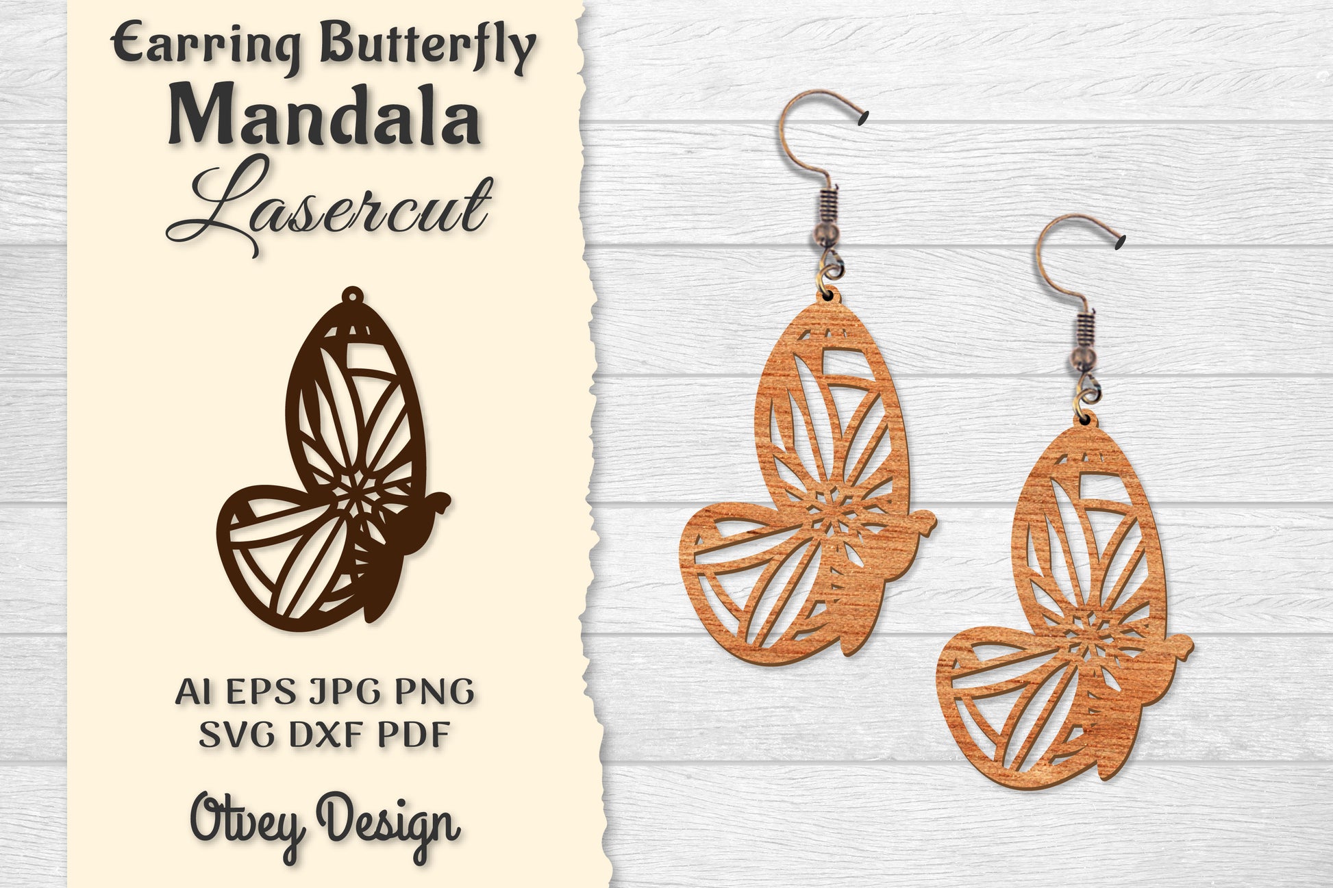 Earring Butterfly Mandala Lasercut SVG Bundle 12 - CraftNest - Digital Crafting and Art