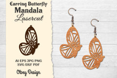 Earring Butterfly Mandala Lasercut SVG Bundle 12 - CraftNest - Digital Crafting and Art