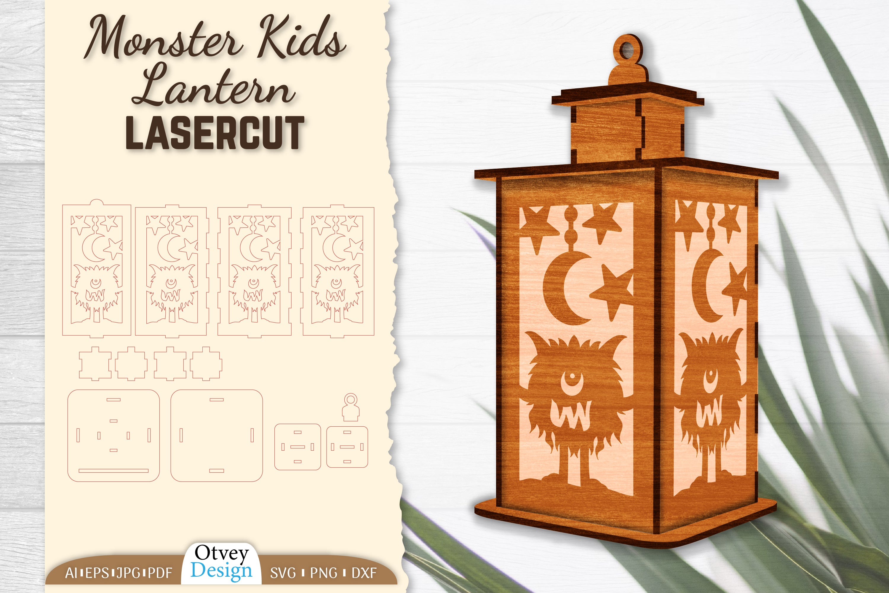 Monster Kids Lantern Lasercut SVG Bundle