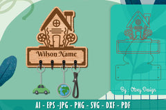 Christmas Family Keychain Home Key Holder SVG Bundle 7 - CraftNest - Digital Crafting and Art